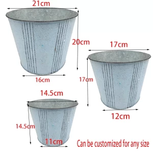 Wholesale vintage metal flowerpot garden homes decorate galvanized metallic pails buckets