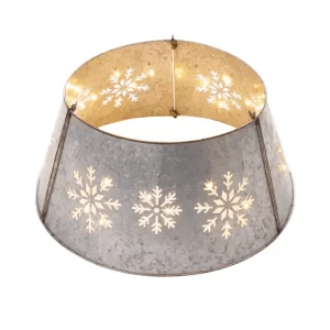 Hollow out snowflake pattern metal galvanized artificial Christmas tree collar bucket skirt festival gift home decoration