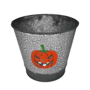 Halloween Thanksgiving Pumpkin Decorated Metal Bucket Harvest Festival Holiday Gift Bucket