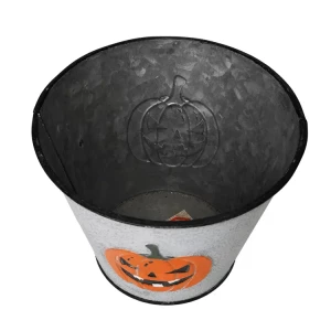 Halloween Thanksgiving Pumpkin Decorated Metal Bucket Harvest Festival Holiday Gift Bucket