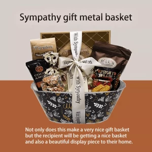 Sympathy Gift Basket Container Metal Bucket Executive Collect Oval Tub