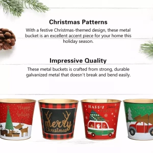 Factory produce paint several colored Christmas metal bucket for storage candy gift small tong decoration