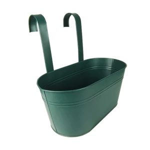 Green metal hanging flower pot custom galvanized pot railing garden balcony pots sets bucket