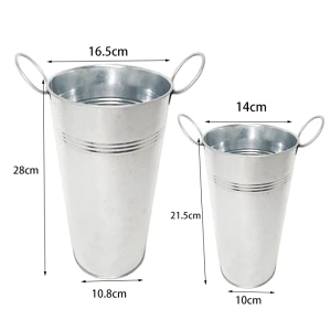 Planters manufacturers decoration big long antique metal flowerpot planter galvanized bucket tin tall garden vase