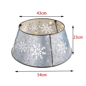 Hollow out snowflake pattern metal galvanized artificial Christmas tree collar bucket skirt festival gift home decoration