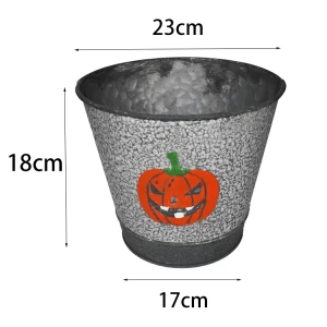 Halloween Thanksgiving Pumpkin Decorated Metal Bucket Harvest Festival Holiday Gift Bucket