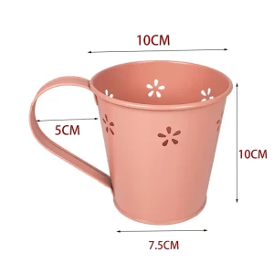 Tea Cup Metal Flower Pot Pink Galvanized Coffee And Saucer For Home Garden Modern Decorative