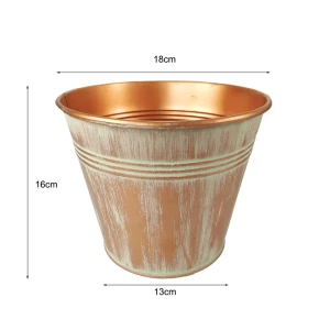 Vintage gold color Easter bucket Christmas metal gift bucket decorative festival flowerpots for garden plant