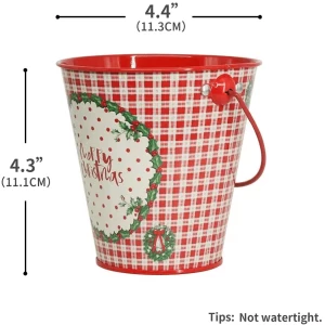 Christmas decorative wholesale metal bucket with handle Christmas gift candy rack