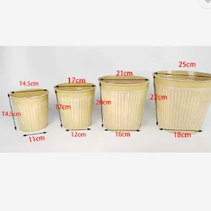 Wholesale Personalized metal flower pot planter galvanized vertical stripes small bucket for flower garden meaty plant