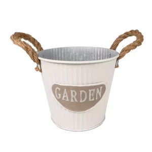 Mini Garden Flowerpot Rope Handle Galvanized Metal Buckets Farmhouse Decor Planter