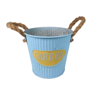 Mini Garden Flowerpot Rope Handle Galvanized Metal Buckets Farmhouse Decor Planter