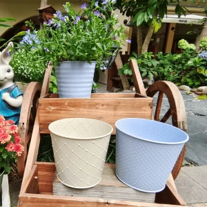 Custom diamond design zinc planter galvanized flowerpot metal bucket for home garden