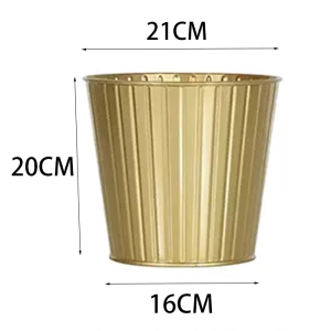 Galvanized gold luxury metal flowerpot bucket pail with vertical for garden home decoration