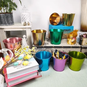 Wholesale Easter Small Luxury Metal Buckets Sweet Tin Gift Bucket