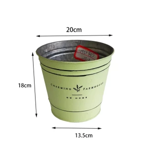 Light green garden metal planter flowerpot custom logo