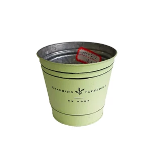 Light green garden metal planter flowerpot custom logo