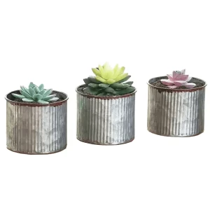 Country Galvanized Corrugated Small Metal Pot Succulent Plant Flowerpot Garden Decoration Mini bucket