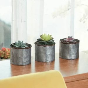 Country Galvanized Corrugated Small Metal Pot Succulent Plant Flowerpot Garden Decoration Mini bucket