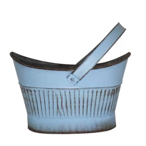 Blue retro garden home decoration boat metal rust flowerpot galvanized flower planter potted green plant metal basket