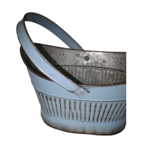 Blue retro garden home decoration boat metal rust flowerpot galvanized flower planter potted green plant metal basket