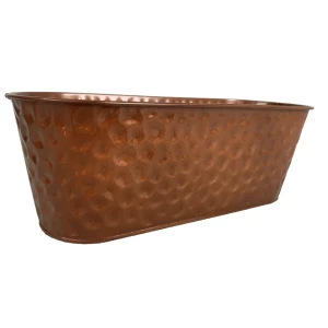 Hot sale oval brown copper color rustic flower pot garden home office decor for planter