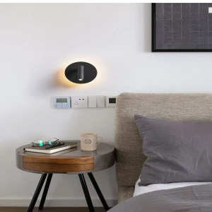 Modern Simple Bedroom Bedside Wall Reading Light LED Black White Spot Light And Back Lamp Sconce Wall mounted Light With Switch