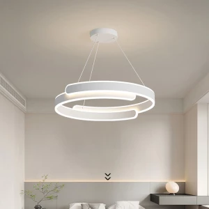 New Round Led Chandeliers For Living Room Bedroom Dining Room Kitchen Pendant Lamps 40cm 50cm White Body Aluminum Hanging Lights