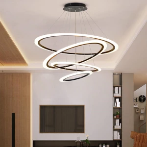 Factory Direct Circular 3 Ring Aluminum Interior Lighting Living Room LED Pendant Lamp Chandelier