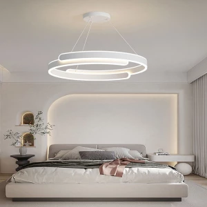 New Round Led Chandeliers For Living Room Bedroom Dining Room Kitchen Pendant Lamps 40cm 50cm White Body Aluminum Hanging Lights