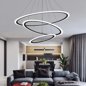 Factory Direct Circular 3 Ring Aluminum Interior Lighting Living Room LED Pendant Lamp Chandelier