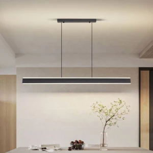 Modern Linear Aluminum Black Ceiling Hanging Lamp Commercial Home Office Lighting Led Pendant Light - Buy Iron Hanging Pendant Light For Hotel Kitchen,Hanging Pendant Lights For Living Room Restaurant,Linear Led Pendant Light Product