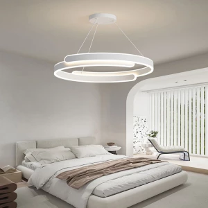 New Round Led Chandeliers For Living Room Bedroom Dining Room Kitchen Pendant Lamps 40cm 50cm White Body Aluminum Hanging Lights