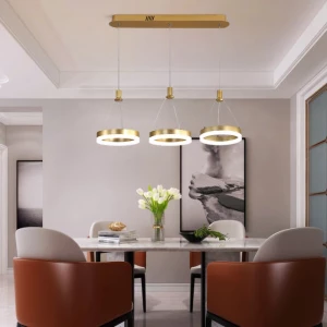 Modern remote control acrylic Dimmable Pendant Lights with three heads ring for living room Kitchen indoor led lighting decor