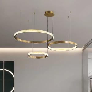 QINGYANG Golden Circle Ring Hanging Chandelier Aluminum lampshade Ceiling Pendant Surface Lamp Light