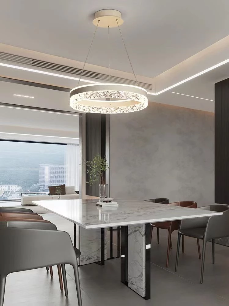 New Modern Creative Round White Acrylic LED Pendant Light Dining Room ...