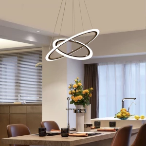 Factory Direct Circular 3 Ring Aluminum Interior Lighting Living Room LED Pendant Lamp Chandelier