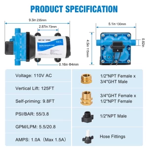 12V 24V Hot sale water diaphragm pumps RV marine  caravan camper trailer self priming bilge pump