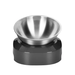 Stainless Steel Anti Vomiting Tilted Elevated Raised Cat Food Bowls with Stand