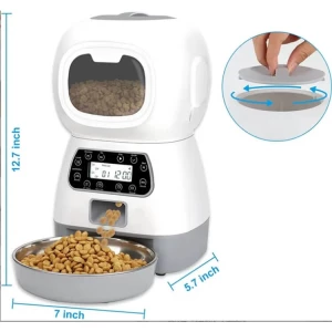 3.5L Timed Automatic Dog Feeder with Dual Power Supply, 4 Meals Daily with Portion Control, Automatic Pet Food Dispenser with Timer for Small Medium Dog & Cat