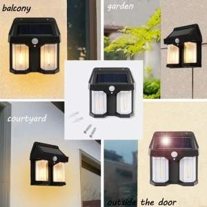 IP65 Outside lighting solar motion sensor led wall light outdoor garden gate garage decoration solar wall lamp