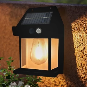 solar motion sensor wall light garden fence shed light