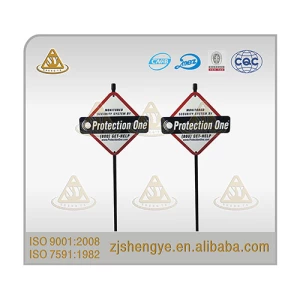 Custom Reflective Aluminum Safety Security Signs Plastic With Metal Pole Stakes Adt Yard Signs