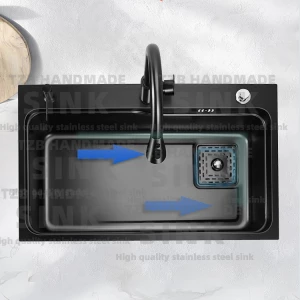 TS6045S-3 Track Embedded Single Bowl Kitchen Nano Sink Cuba De Pia Stainless Steel Handmade Sink