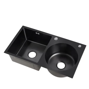 DS-2  Contemporary Rectangular Above Counter Smart Double Bowl Kitchen Sinks Stainless Steel Round Sink