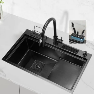 WH7545 Multifunction Chopping Board Rack Cup Wash Nano Step Stainless Steel Handmade Counter Kitchen Sink