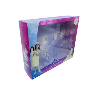 Color printed cardboard paper box with transparent film window for branded toys