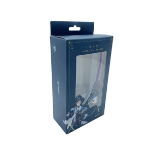 Color printed cardboard paper box with transparent film window and hanger hole for toys and consumer goods