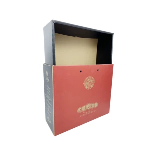 Combined color printed paper corrugated box with rope for alcohol