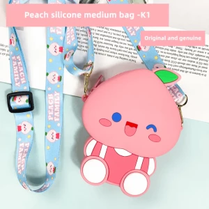 Genuine Silicone Crossbody Bag Children Manufacturer's Spot Fruit Cat Design Customizable Storage Bag Earphones Mobile Phone